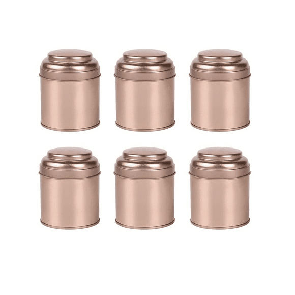 6Pcs Tea Tins Canister with Airtight Double Lids,Mini Tin Can Box and Small Round Kitchen Canisters for Tea ()