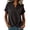 Black(Women Tops), variant on Short Sleeve Blouse for Women V Neck Solid Casual Top with Rolled Cuffs, Lightweight Flowy Tunic for Work & Weekend