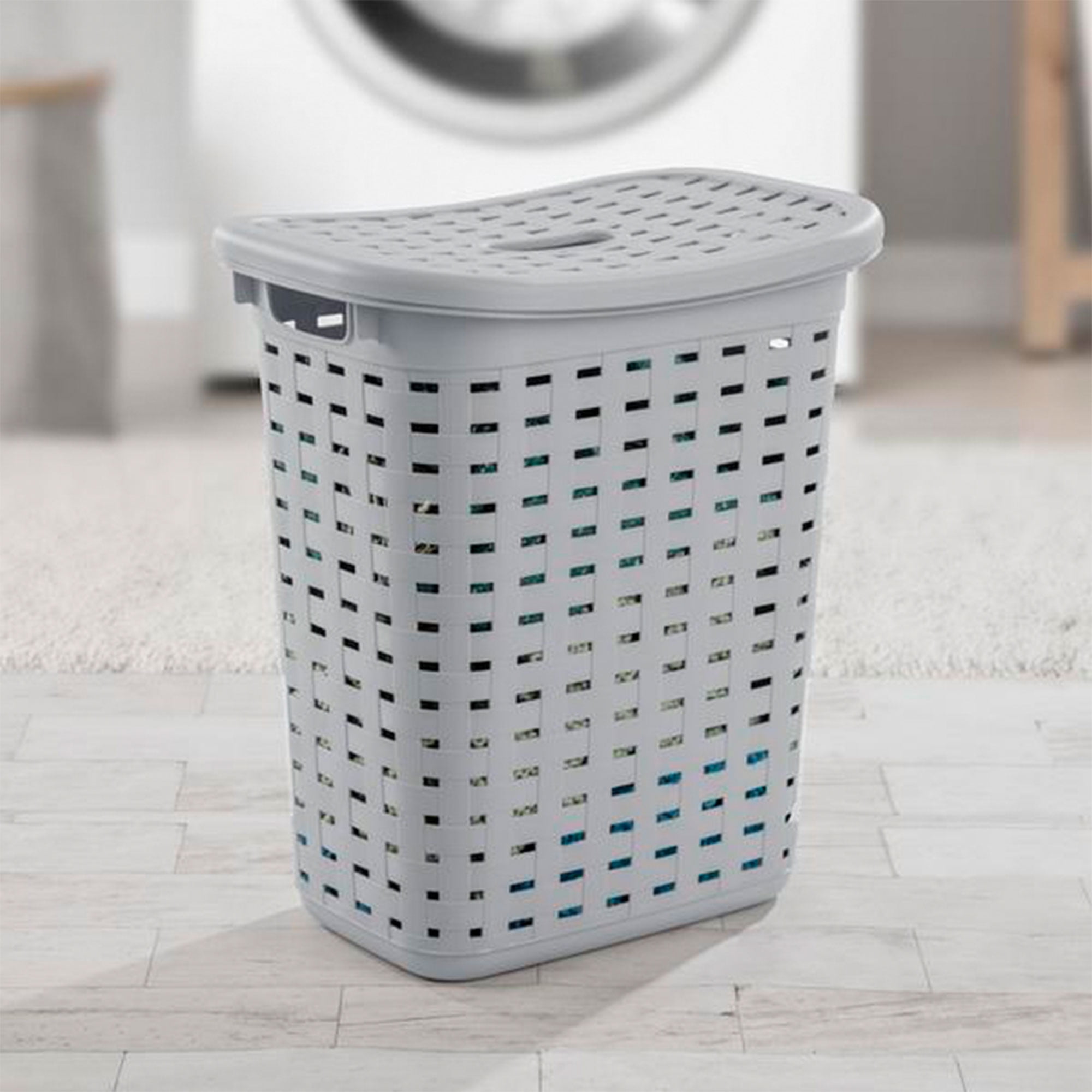 Sterilite Plastic Weave Laundry Hamper Slim Clothes Basket, Gray, 12-Pack