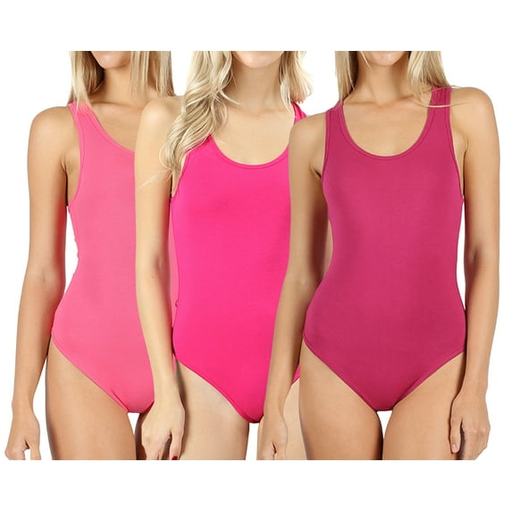 Women Basic Solid Soft Stretchy Sleeveless Tank Top Bodysuit Leotard (S-XL)