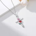 thumbnail image 4 of Birthstone Cross Necklace 925 Sterling Silver Rose with Butterfly Birthstone Cross Pendant Necklace Jewelry Gifts for Women Birthday Christmas, 4 of 6
