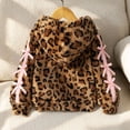 thumbnail image 2 of RFQWOVSR Girls Leopard Print Faux Fur Hooded Jacket with Bow Tie Zip Up Winter Coat, 2 of 6