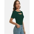 thumbnail image 3 of Womens Summer Short Sleeve T Shirts Knit Slim Fit One Piece Cutout Scoop Neck Going Out Date Night Tops, 3 of 6