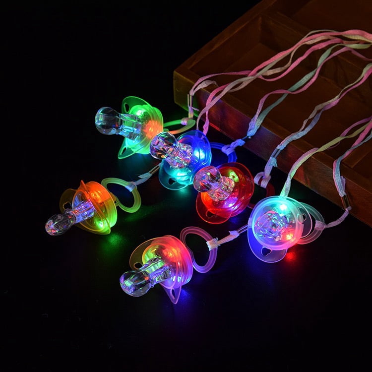 50pcs LED Pacificers LED Light Up Pacifiers Necklace Flashing Pacifiers Whistles LED Rave Pacifiers Glowing Pacificer Glow in The Dark Party Favors for Halloween,Christmas,Birthday