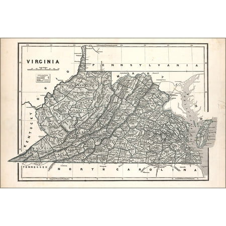 24"x36" Gallery Poster, map of Virginia 1842