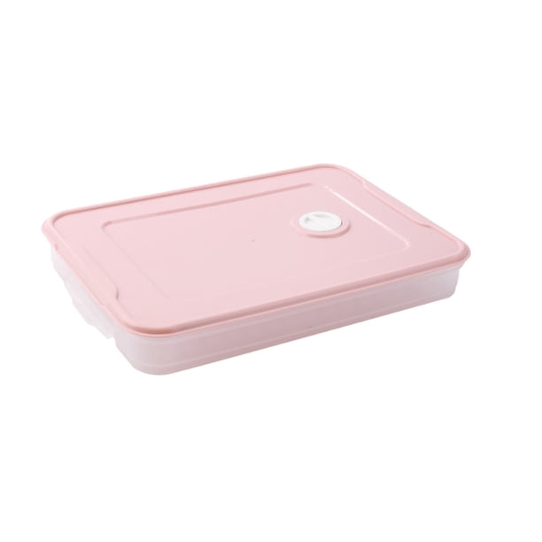 Wosthever Caja de almacenamiento para albóndigas, cajas de plástico apilables de una sola capa, caja para refrigerador de huevos Wonton, Organizadores de utensilios de cocina Rosa