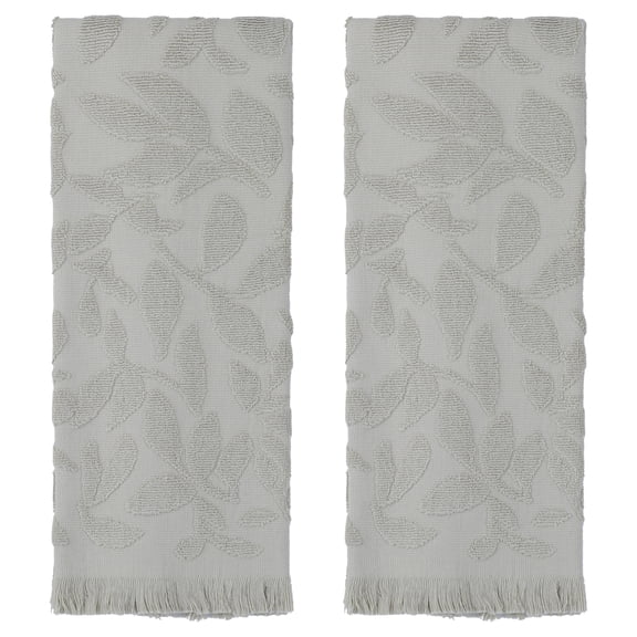REGALWOVEN Jacquard Pattern Boho Decorative Hand Towels, Cotton Turkish Absorbent Soft Hand Towel for Bathroom, Kitchen, Hotel, Spa Khaki 2-Piece