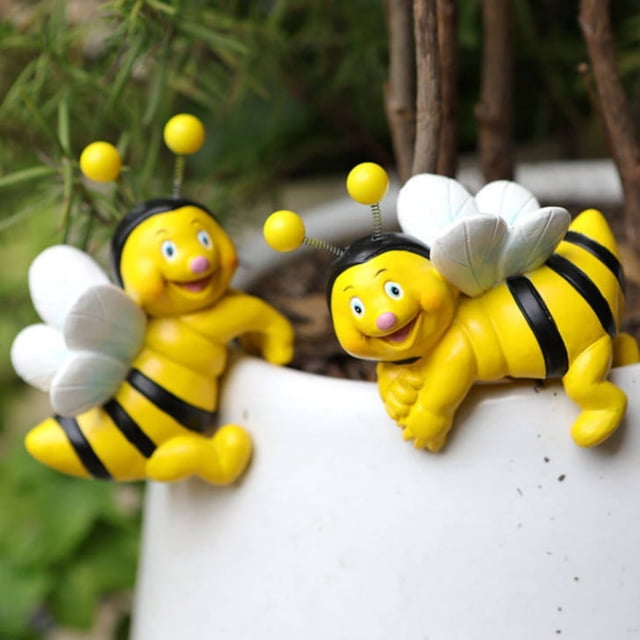 Pack Of 2 Garden Decoration Bee Figures Spring Garden Decoration Statue Decorative Garden Bee Ornament For Outdoor Weather Proof Spring Decoration Resin Garden