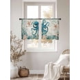 thumbnail image 4 of Ocean Blue Octopus Sheer Curtains 54 Inch Long 2 Panels, Retro Background Coral Shell Nautical Light Filtering Rod Pocket Curtains, Sheer Voile Drapes for Living Room Bedroom, 52"x54", 4 of 8