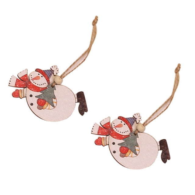 Colgantes decorativos de madera Cateissary para Navidad, paquete de 2 piezas, Muñeco de nieve volador