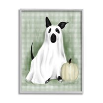 Stupell Industries Dog Ghost Halloween Costume Graphic Art Gray Framed Art Print Wall Art, Design by Lil' Rue