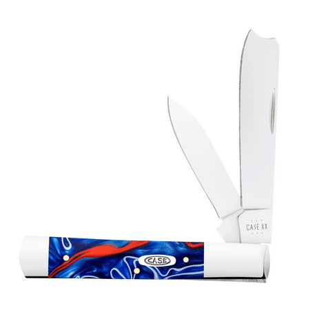 Case Razor Pocket Knife 3 Razor/Pen Tru-Sharp Stainless Blade Kirinite Handle Patriotic