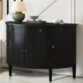 thumbnail image 2 of Atumon Accent Storage Cabinet, Curved Sideboard Cabinet, Modern Storage Cabinet with 4 Doors and Adjustable Shelves, Wood Accent Cabinet Furniture for Corridors Entryway Living Room, Black, 2 of 10