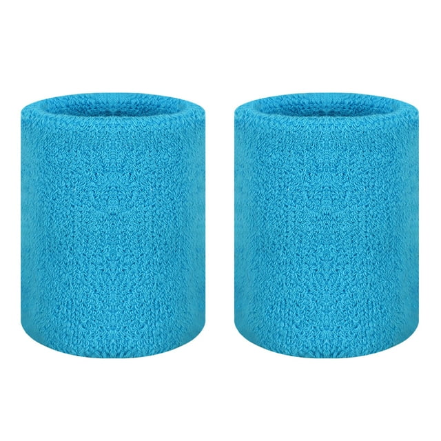GOGO 2 PCS Terry Cloth Wristband Athletic Wrist Sweatband for Gym Sports Cambridge Blue