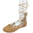 thumbnail image 1 of Soda Women's Shoes Ballet Flat Round Toe Lace Up Ankle Tie Gladiator style Tie Leg Design Harvest-S Tan Brown Nubuck Suede 8, 1 of 3