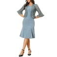 thumbnail image 2 of INSPIRE CHIC 2 Piece Dress Sets for Women's Long Sleeve Lace Cropped Shrug Sleeveless Midi Dresses Party Dress XS Grey Blue, 2 of 6