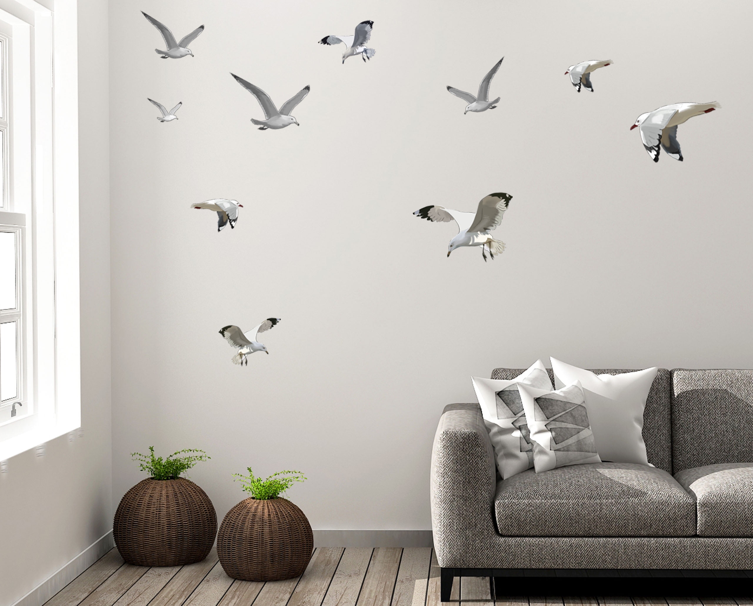Poster Tree Birds House Height Measure Sticker Wall Sticker Home Decor Decals 