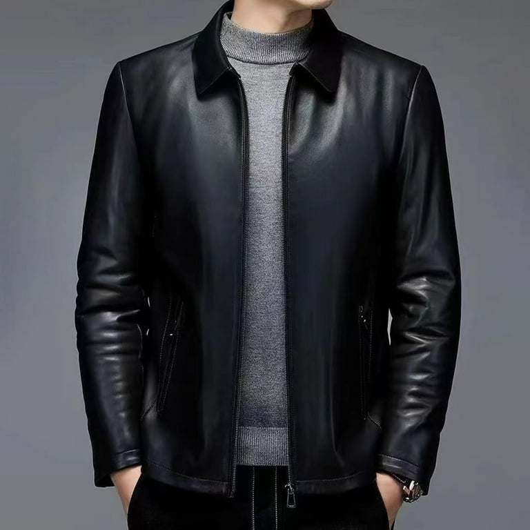 Zpanxa Vintage Motorcycle Leather Jacket Men's Distressed Genuine