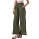 thumbnail image 4 of Pantalones de pierna ancha para mujer, con cintura alta elástica, pantalones palazzo informales, color verde, 4 of 6
