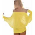 thumbnail image 2 of Women'S Off the Shoulder Dress Long Sleeve Batwing Mini Ruched Sheer Y2K Oversized Casual Streetwear Dress Yellow XL, 2 of 8