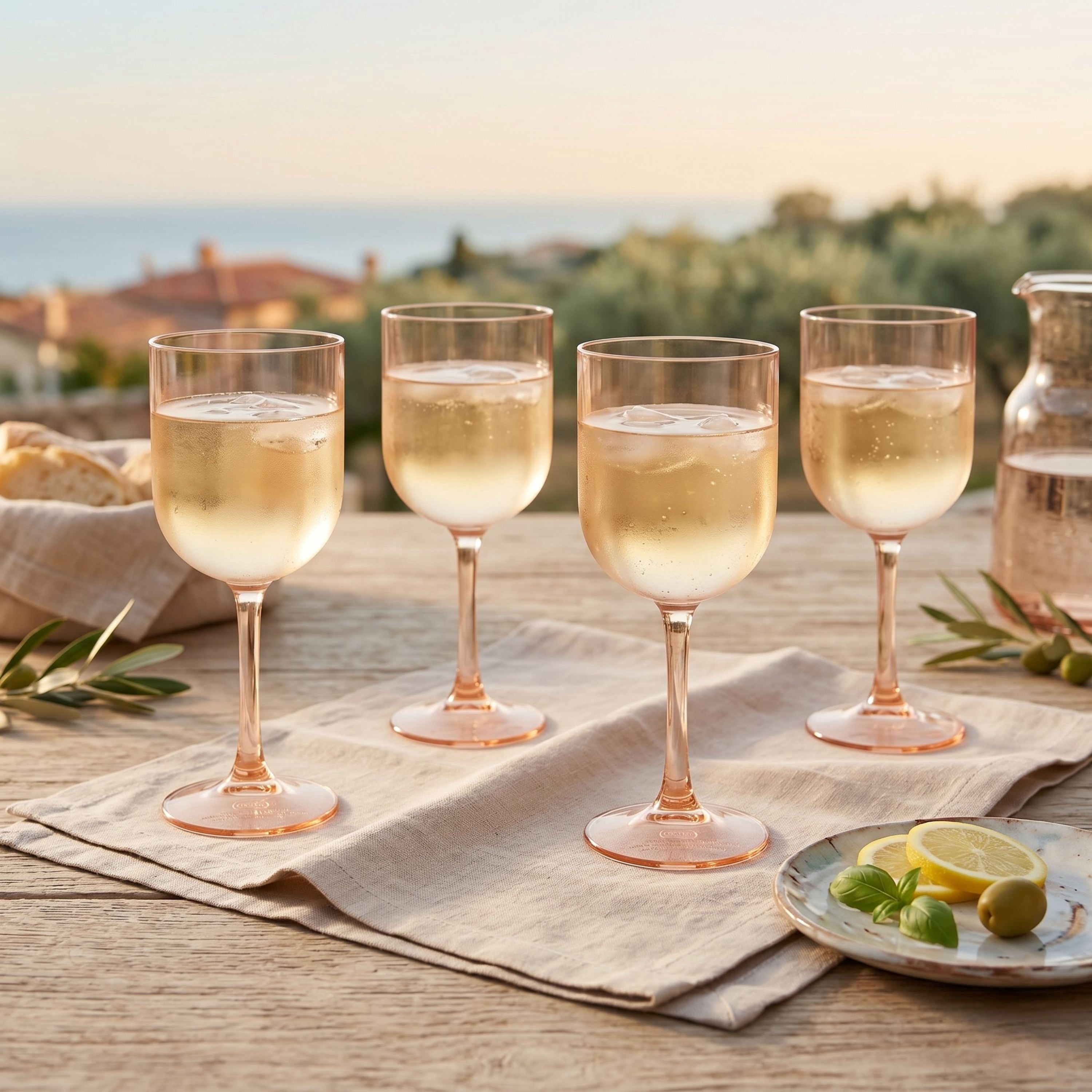 Just Feed Me by Jessie James Decker 4-Piece 12oz Stemmed Wine Glass Set, Pink