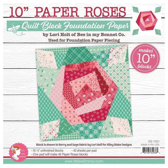 It's Sew Emma Quilt Block Foundation Paper-10" Paper Roses