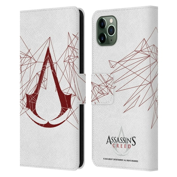 Head Case Designs Officially Licensed Assassin's Creed Logo Geometric Leather Book Wallet Case Cover Compatible with Apple iPhone 11 Pro Max