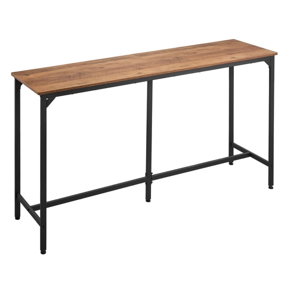 Bar Table Set, 53" Kitchen Bar Table with Stool, Tall Dining Table, Rounded Edge, Rectangular High Top for Home, Living Room - Light Brown & Black