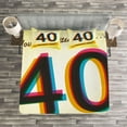 thumbnail image 3 of Ambesonne 40th Birthday Quilted Bedspread Set 3 Pcs, Vintage Invitation, Queen Size, Multicolor, 3 of 3