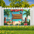 thumbnail image 6 of Tropical Theme Happy Birthday Flamingo Banner Colorful Flowers Palm Trees for Birthday Party Beach Party Outdoor Celebration, 6 of 6