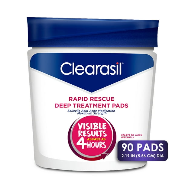 Clearasil Salicylic Acid Rapid Rescue Deep Treatment Acne Pads, 90