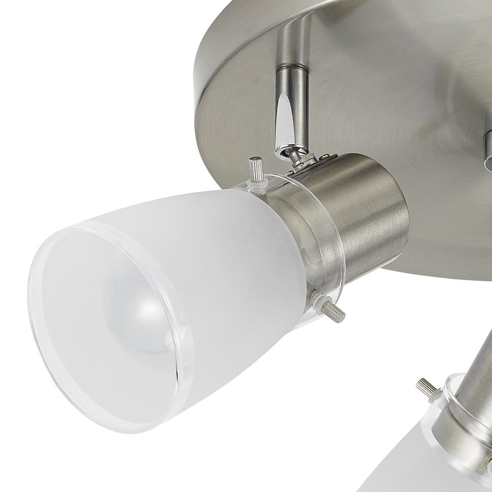 Laite Lumens 10" 3-Light Dimmable Track Lighting Kit, Brushed Steel Finish Flush Mount Ceiling Light Fixture with Frosted Glass Shades, Medium Base (e-26) Adjustable Heads