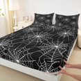 thumbnail image 3 of Manfei Spider Web Twin Sheet Sets, Happy Halloween Twin Fitted Sheet for Boys Girls, Black and White Flat Sheet, Microfiber Bedroom Decor 3-Piece, 3 of 7