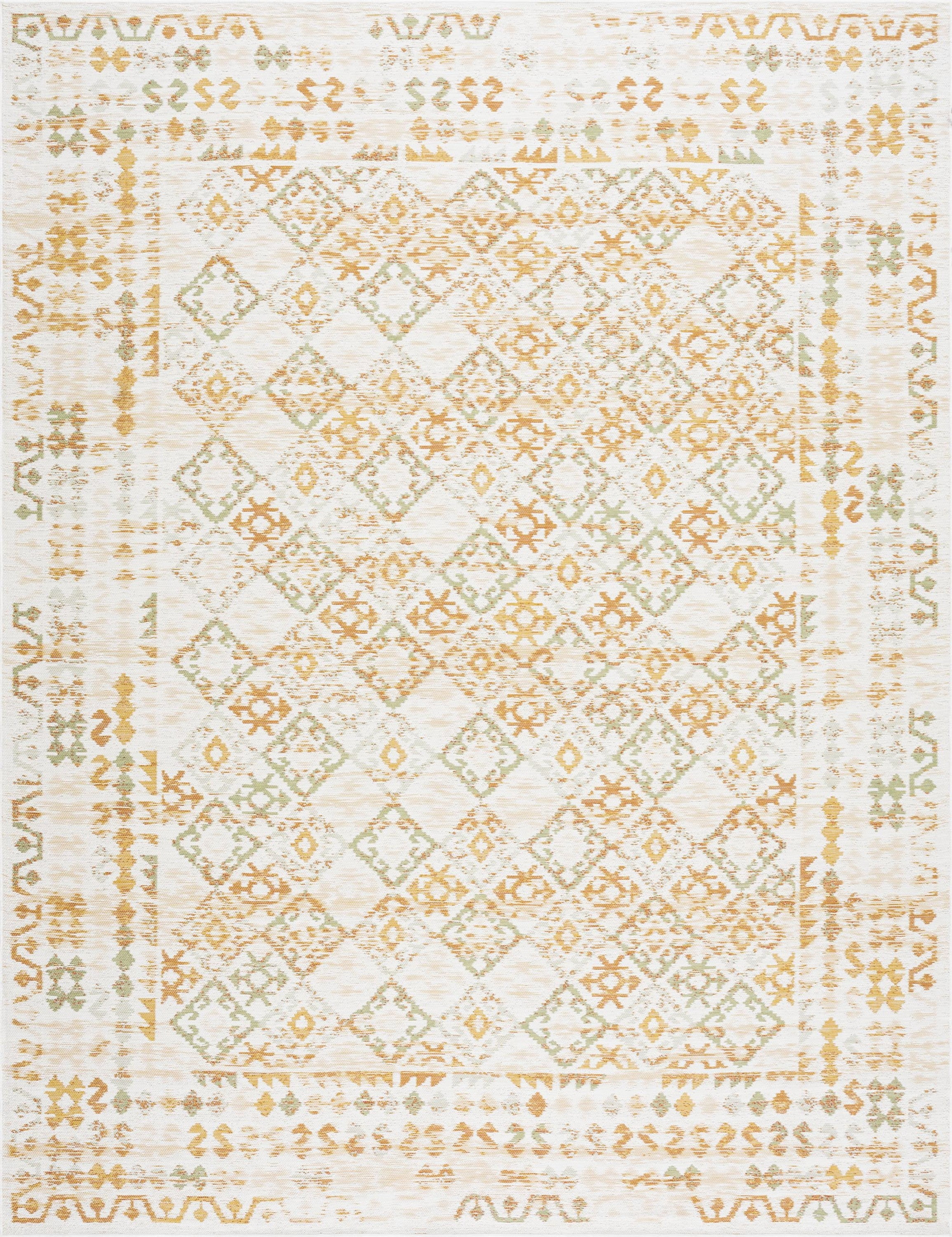 Bliss Rugs Reversible Indoor Outdoor Area Rug Moroccan Style for Patio, Porch, Garden | Orange, 7'11'' x 10'3''