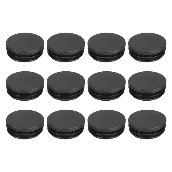 Uxcell 12Pack Round Plastic Hole Plug, 1.77" Dia Rubber End Caps Pipe Tube Inserts End Blanking for Chair Legs Metal Pipe Post Furniture, Black