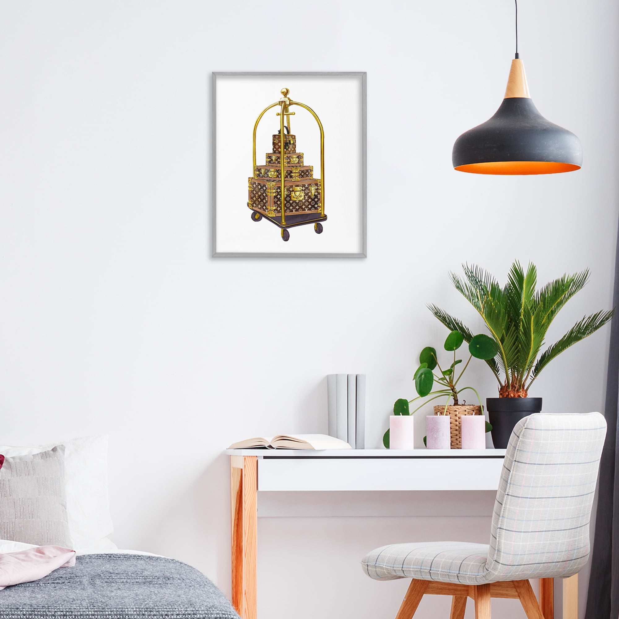 Glam Hotel Luggage Gray Framed Giclee Art, design by Ziwei Li