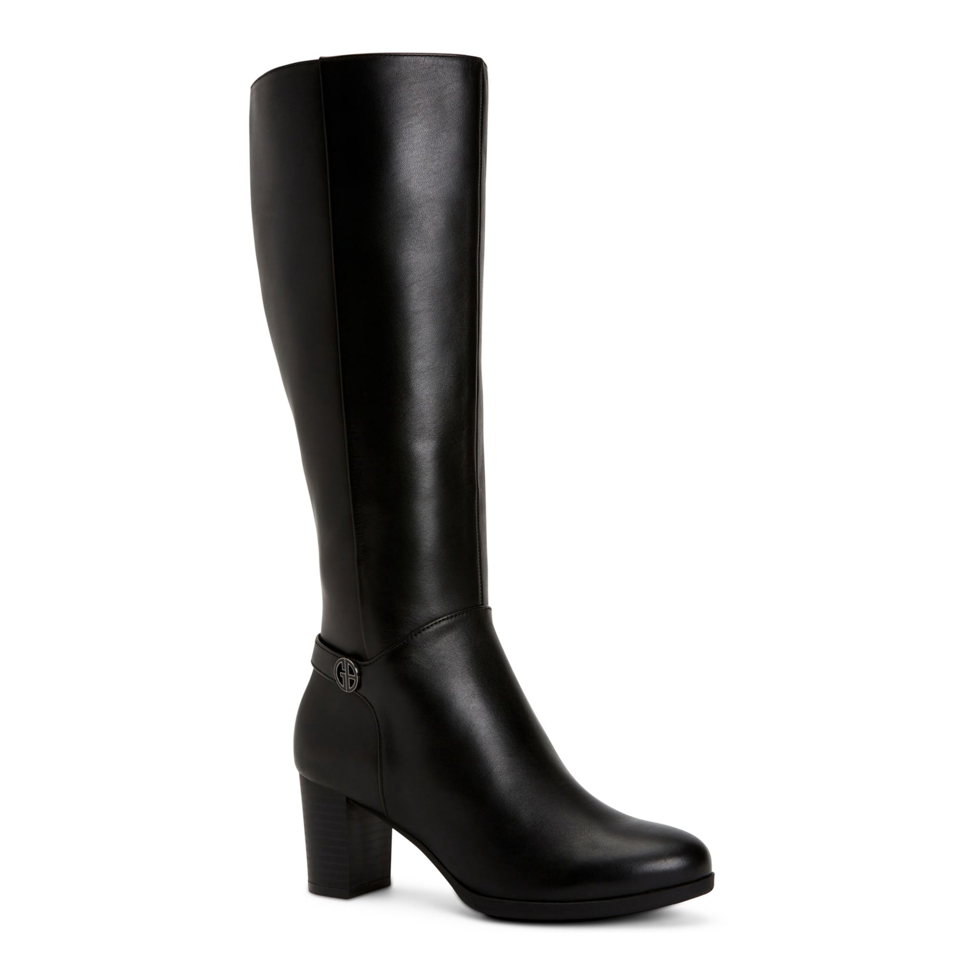 GIANI BERNINI Womens Black Slip Resistant Comfort Adonnys Round Toe Block Heel Zip Up Leather Dress Boots 9.5 M