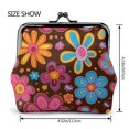 thumbnail image 2 of Lady Leather Wallet Zero 4.13 X 4.52 In Three-Dimensional Buckle Design Small Portable Easy Opening And Closing Retro Groovy Flowers Pattern (8), 2 of 5