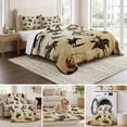 thumbnail image 6 of Twin XL Quilt Set 68''x98'', Western Cowboys Lightweight Summer Bedspread Coverlet Set with 2 Pillow Shams, Brown Vintage Country Cactus Breathable All Season Quilt Bedding for Dorm/Guest Room, 6 of 9