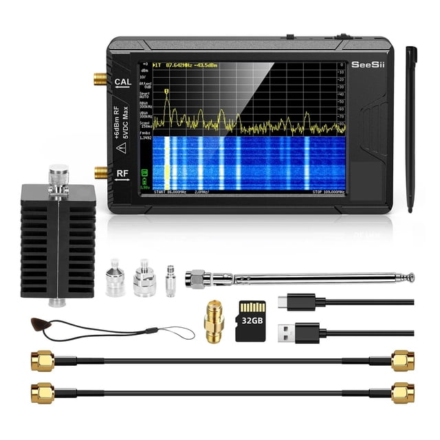 Ultra Spectrum Analyzer with 25W Attenuator 4" TFT Display 100kHz to 5.3GHz with 32GB Card Version V0.4.5.1 ,Powerful Signal Generation