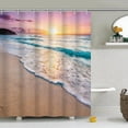 thumbnail image 3 of Starfish Beach Theme Shower Curtain Fabric Tropical Sea Waves Seashell Conch Hawaiian Seaside Scene, Ocean View Cloth Shower Curtains with Hooks for Home Hotel Decor, 3 of 6