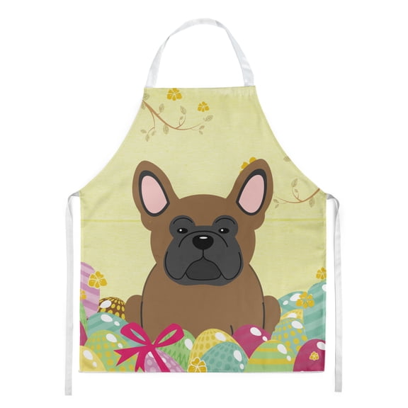 Carolines Treasures BB6013APRON Easter Eggs French Bulldog Brown Apron Large multicolor