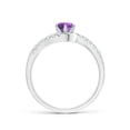thumbnail image 2 of ANGARA Natural Prong-Set Amethyst Bypass Ring with Diamond Accents in 14K White Gold for Women (Size-5mm) | February Birthstone, Birthday, Anniversary, Jewelry Gift for Women | Natural Amethyst Ring, 2 of 8