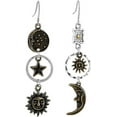 thumbnail image 1 of Nvzi Pendientes vintage con diseño asimétrico de bronce y luna (bronce), 1 of 5
