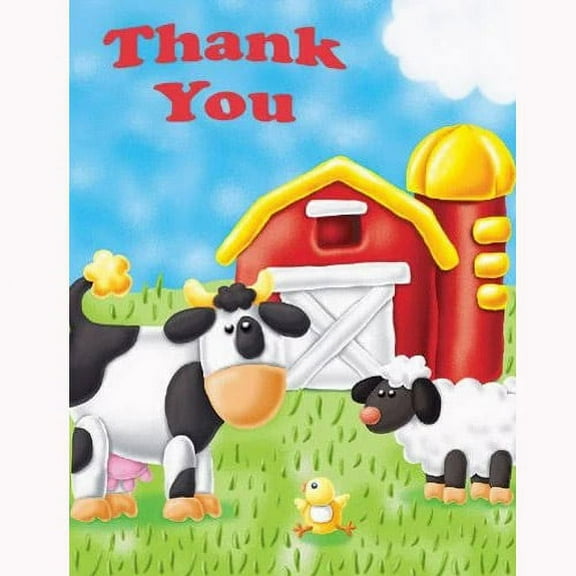 Barnyard 'On the Farm' Thank You Notes w/ Envelopes (8ct)