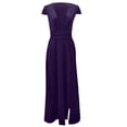 thumbnail image 3 of FAKKDUK Women's Summer Casual Loose Sundress Long Dress 1/4 Sleeveless Deep V Neck Side Split Maxi Dresses Going Out Elegant Party Cocktail Long Dress, Purple&S, 3 of 8