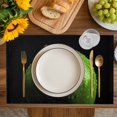thumbnail image 4 of Light Green Fruit Placemats Set of 4, Modern Minimalist Decor Black Background Placemats for Dining Table, Place Mats for Kitchen Tabletop, Waterproof Wipeable Dining Table Mats Set, 4 of 9