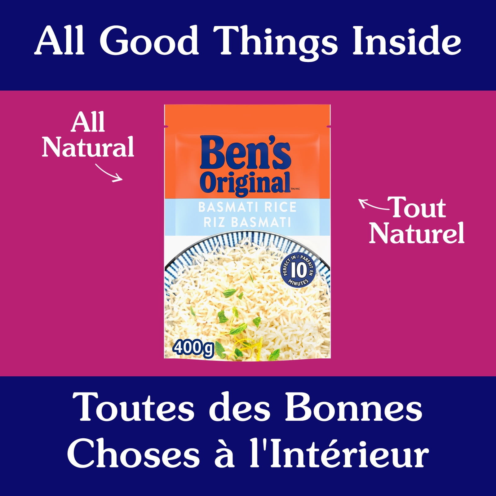 BEN'S ORIGINAL riz basmati, sac de 400 g La perfection à tout coupMC