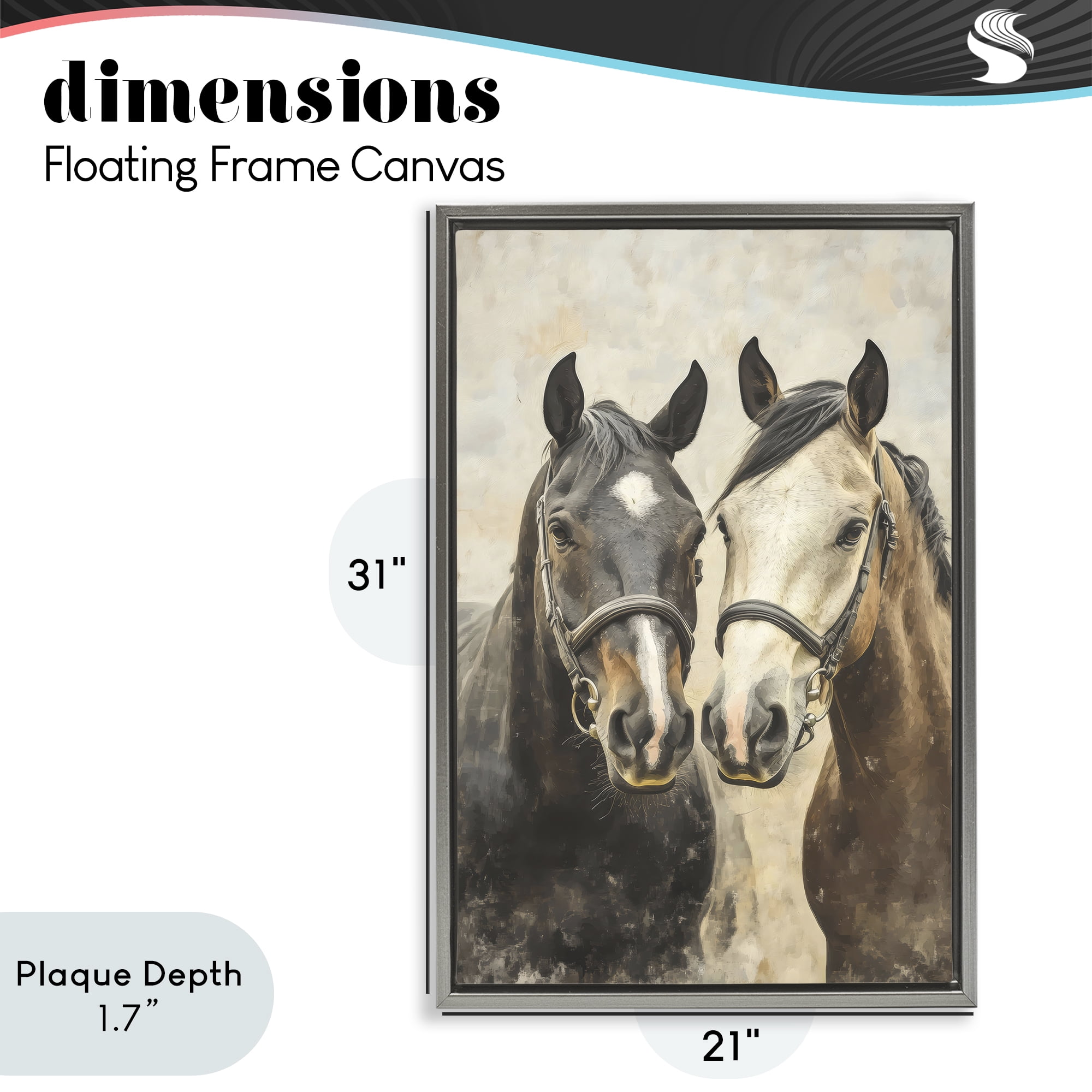 Stupell Industries Pair of Horses in Harmony Gray Framed Floater Canvas Wall Art, design by Creative Studio