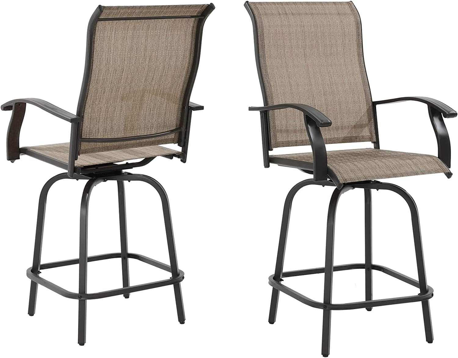 Amopatio Patio Swivel Bar Stools Set of 2, Outdoor Bar Height Patio